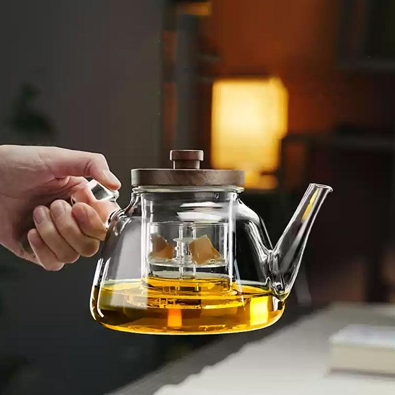 Heat resistant wooden side handle teapot - Teas Story