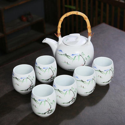 Pastoral Ceramic Tea Set | Teapot With Handle | Teapot With Infuser - Teas Story