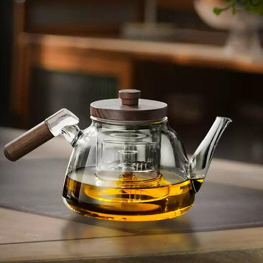 Heat resistant wooden side handle teapot - Teas Story