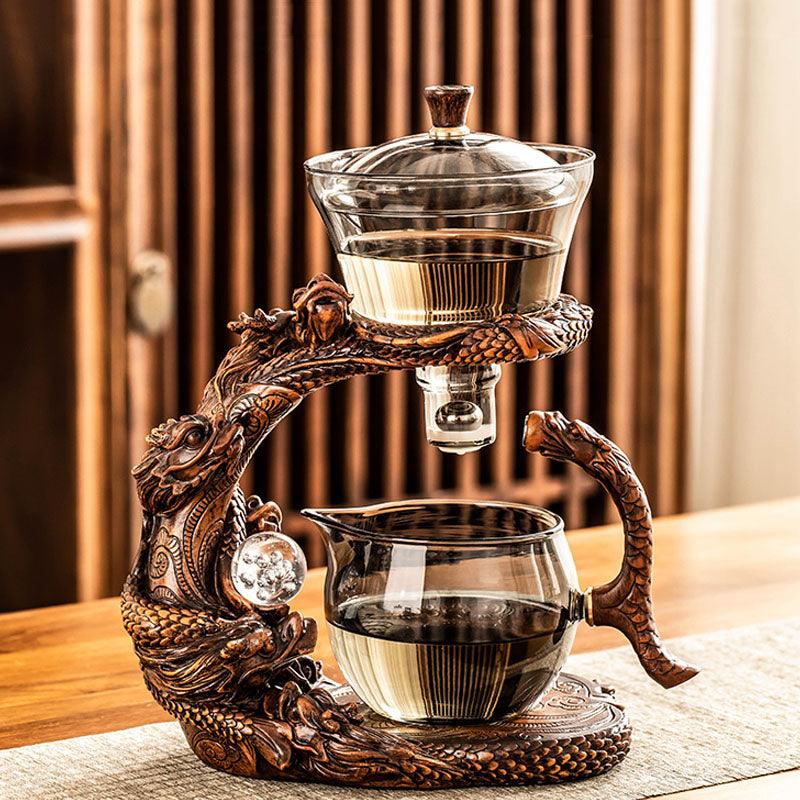 Glass automatic tea set | Embossed magnetic tea set - Teas Story