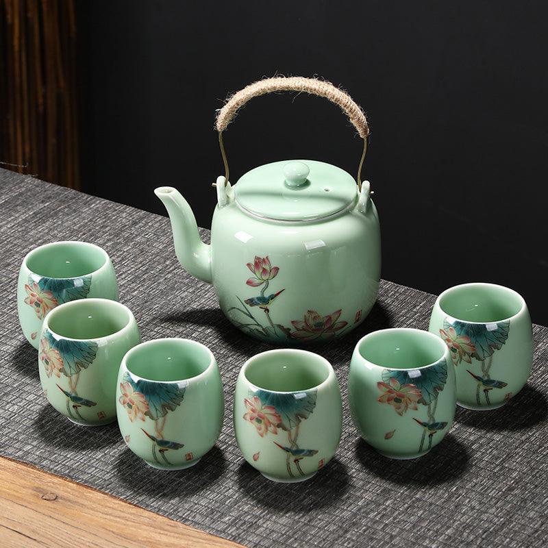 Lotus Ceramic Tea Set|Teapot with Infuser|Japanese Tea Set|Teapot Set - Teas Story