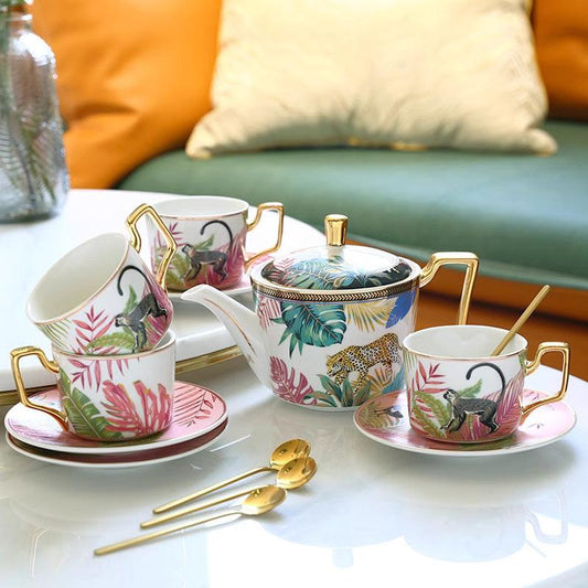Forest Ceramic Tea Set | Tea Party Ttea Set |Ceramic Coffee Set|Teapot