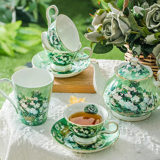 Oil Painting Ceramic Tea Set | Ceramic Coffee Set | Tea Party Tea Set