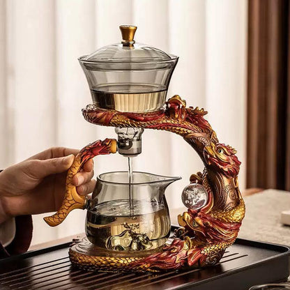 Retro relief glass automatic tea set | Creative tea set - Teas Story