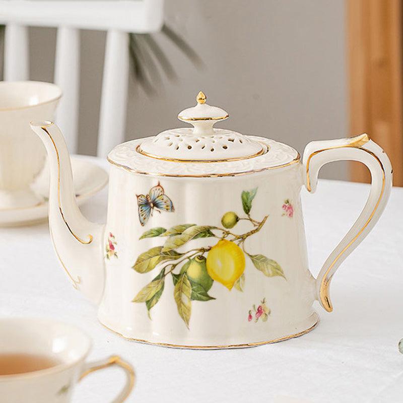Lemon Ceramic Tea Set | Retro Tea Set | Teapot Tea Set | Tea Gifts - Teas Story
