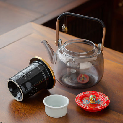 Electric Glass Teapot Ceramic Base – Vintage Floral Design