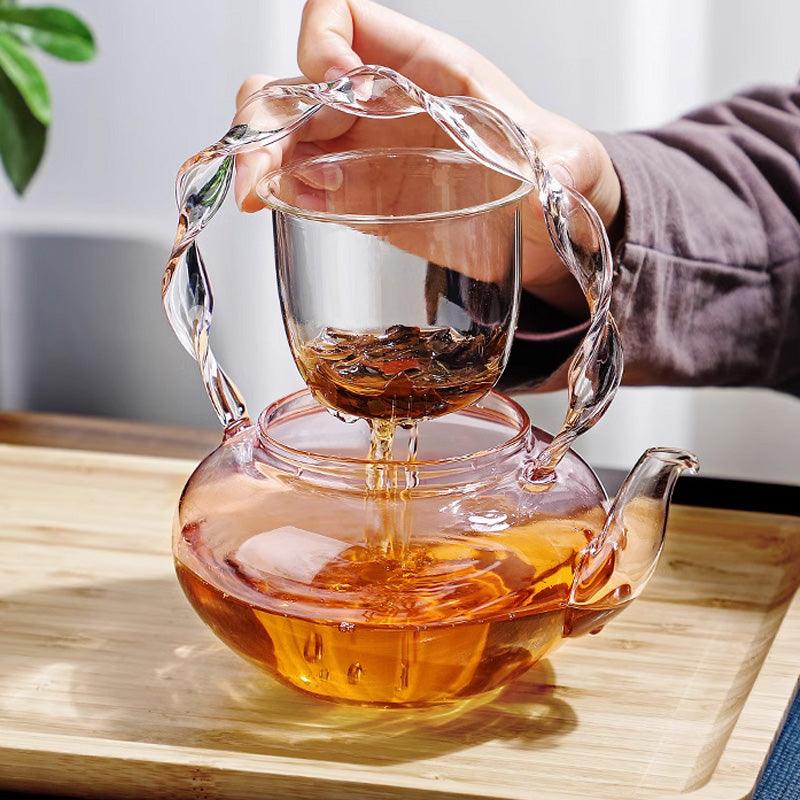 Glass Teapot | Pink Butterfly Teapot | Tea And Water Separation Teapot - Teas Story