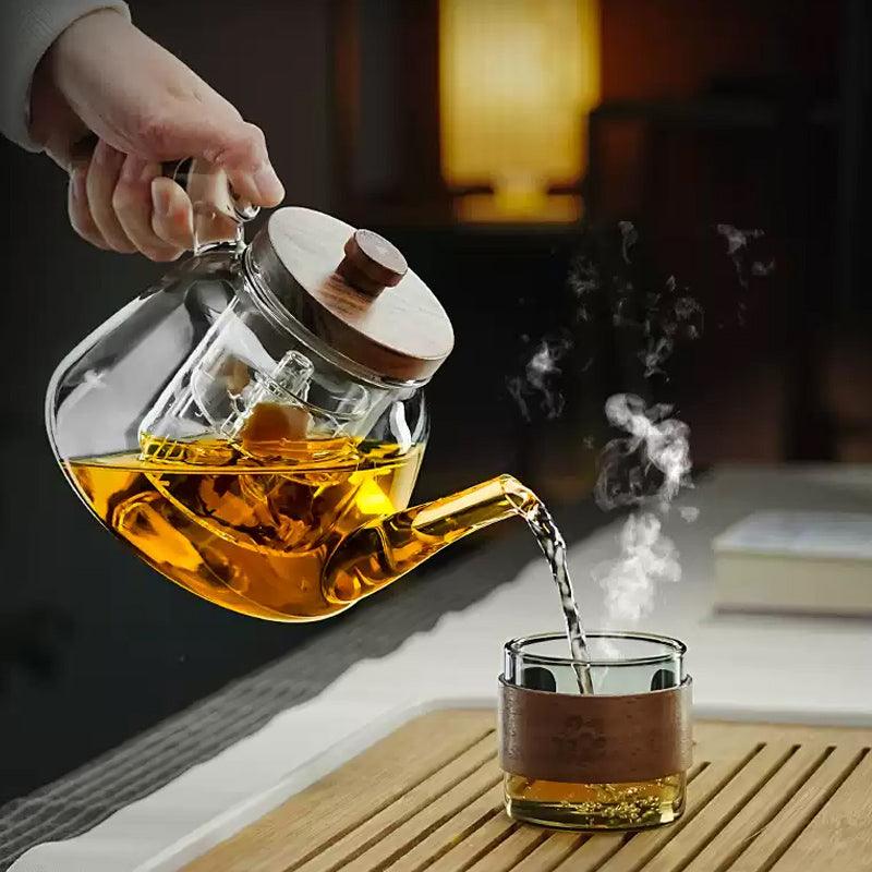 Heat resistant wooden side handle teapot - Teas Story