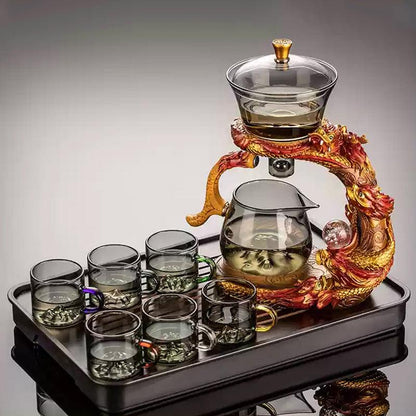 Retro relief glass automatic tea set | Creative tea set - Teas Story