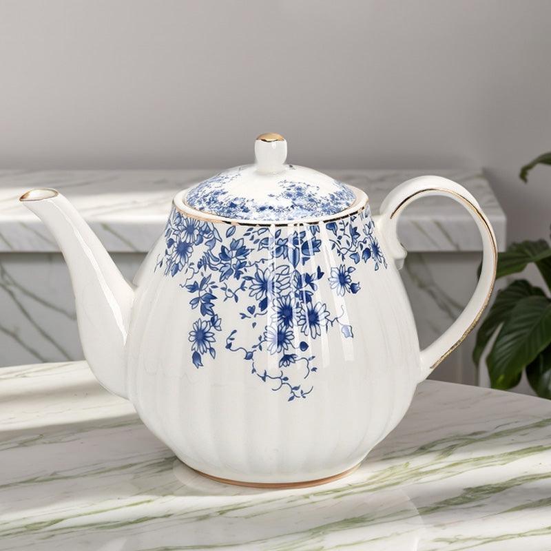 White Blue Flower Ceramic Coffee Set | Afternoon Tea Set | Teapot Set - Teas Story