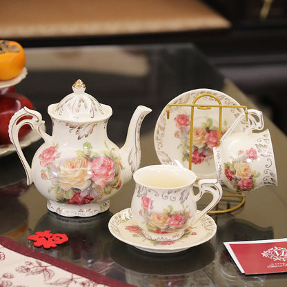 Vintage Rose Teapot Set, Coffee Cup Saucer – Elegant Ceramic Tea Set