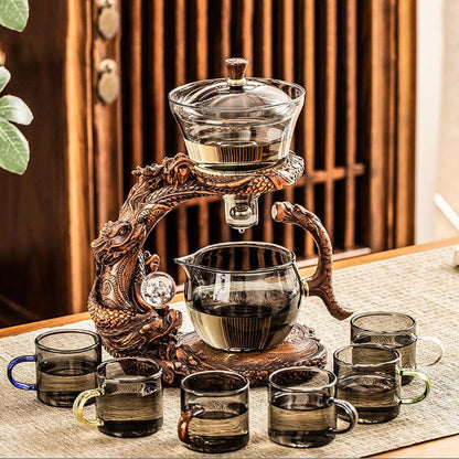 Glass automatic tea set | Embossed magnetic tea set - Teas Story