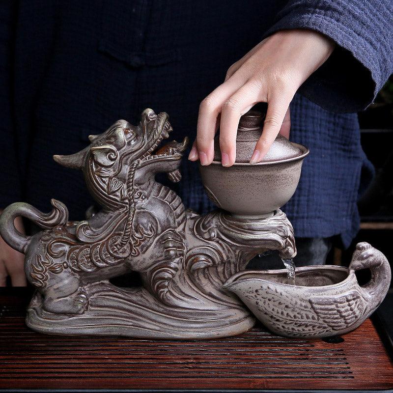 Purple sand relief Pixiu dragon Kung Fu tea brewing tool - Teas Story