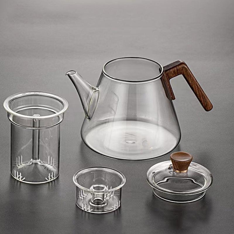 Thickened glass teapot for boiling water and steaming