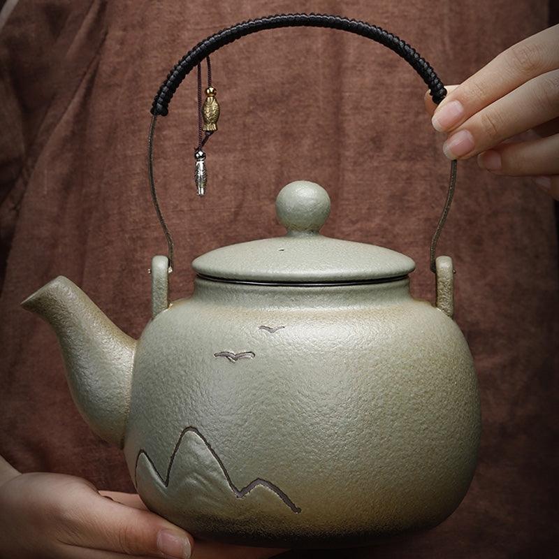 Green Stoneware Hill Japanese Tea Set | Vintage Ceramic Tea Set | Teapots Cups - Teas Story