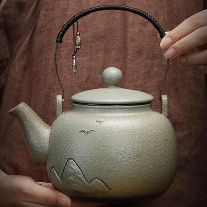 Green Stoneware Hill Japanese Tea Set | Vintage Ceramic Tea Set | Teapots Cups - Teas Story