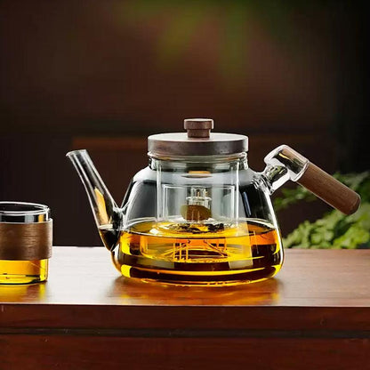 Heat resistant wooden side handle teapot - Teas Story