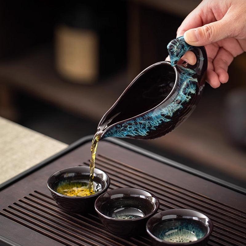 Retro relief auspicious dragon lazy rotating water Kung Fu tea set
