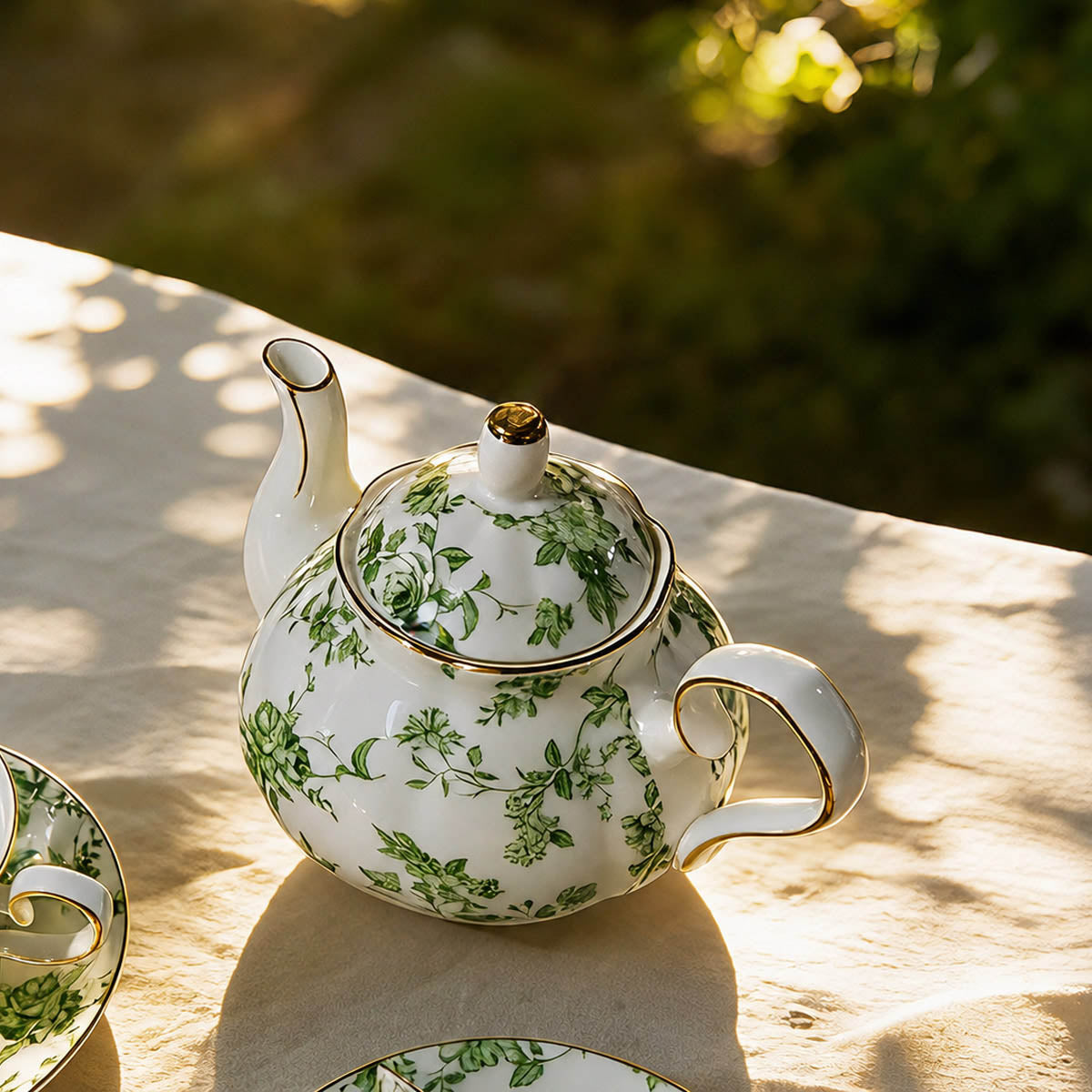 Green Rose Fine Bone China Coffee Set – Elegant Afternoon Tea Set
