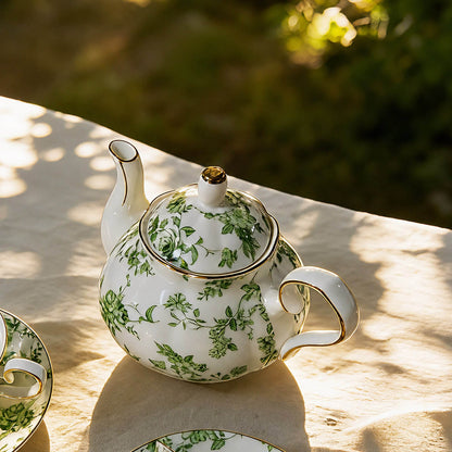 Green Rose Fine Bone China Coffee Set – Elegant Afternoon Tea Set