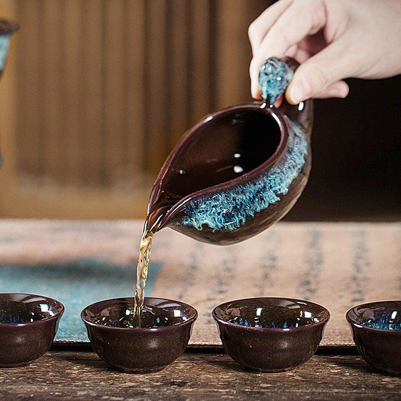 Retro kiln-changed ceramic Pixiu rotating tea maker anti-scald tea set - Teas Story