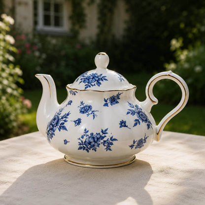 Blue Rose Fine Bone China Coffee Set – Elegant Afternoon Tea Set