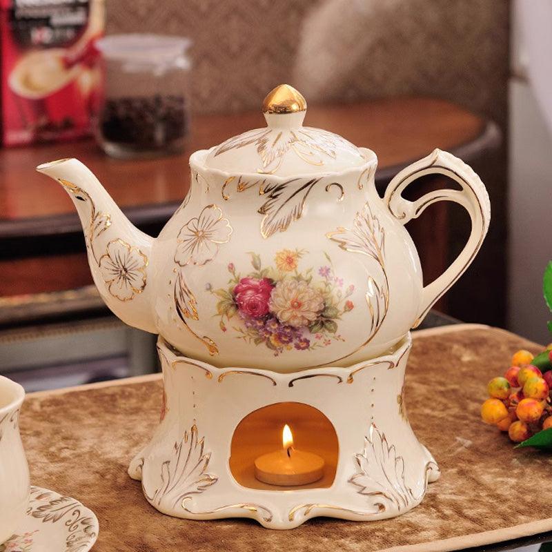 Retro Flower Tea Set | Ceramic Candle Heating Infuser - Teas Story