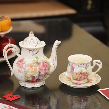 Vintage Rose Teapot Set, Coffee Cup Saucer – Elegant Ceramic Tea Set