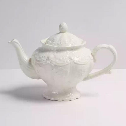 Nordic Simple Embossed Ceramic Tea Set | Retro Ceramic Coffee Set - Teas Story