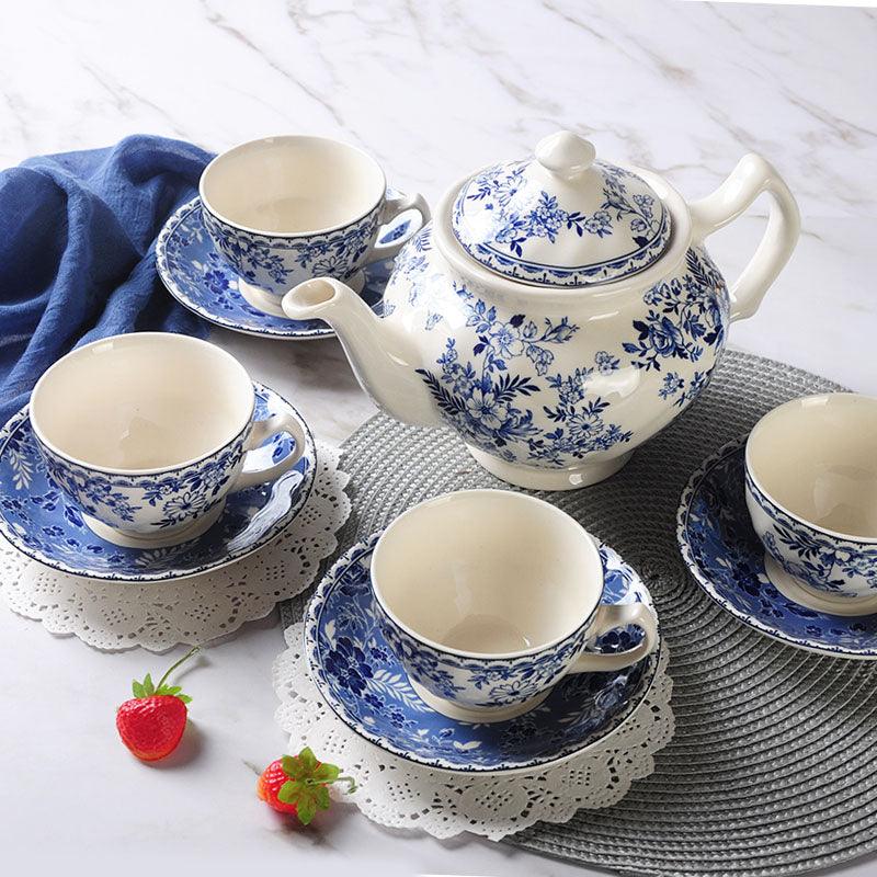 Blue White Porcelain Ceramic Tea Set | Vintage Ceramic Coffee Set - Teas Story