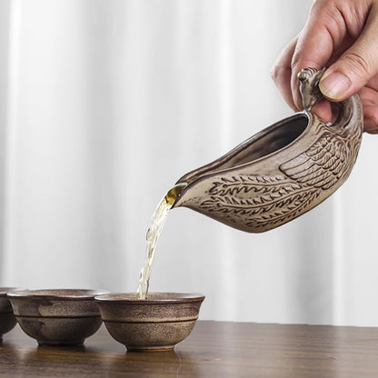 Embossed dragon tea set | Creative rotating automatic tea infuser