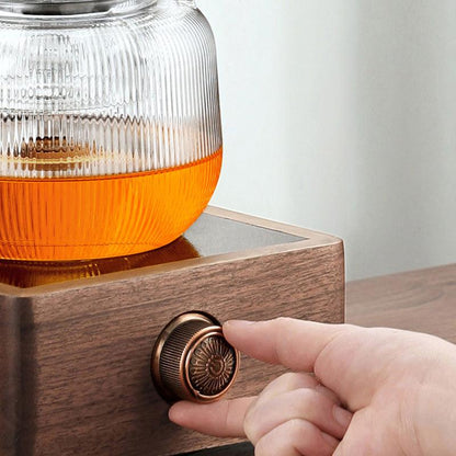 Vertical pattern heat resistant glass handle pot