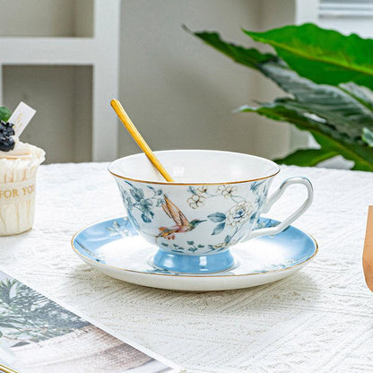 Blue Bird Coffee Set|Handmade Ceramic Tea Set|Ceramic Coffee Cup Saucer - Teas Story