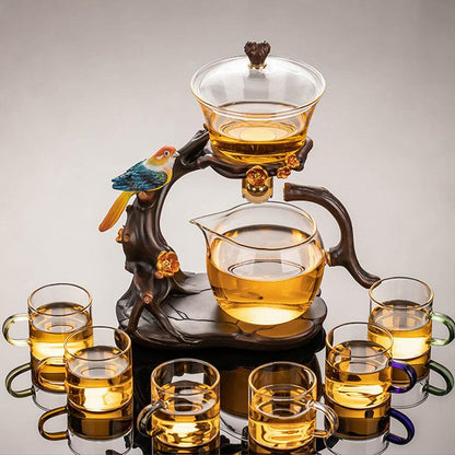 Creative bird glass automatic Kung Fu tea set | lazy magnetic teapot