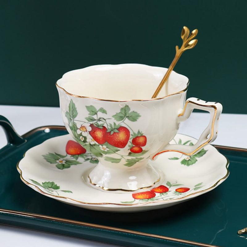 Strawberry pattern vintage ceramic coffee set | Afternoon tea set