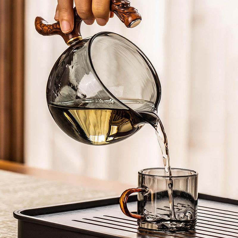Glass automatic tea set | Embossed magnetic tea set - Teas Story