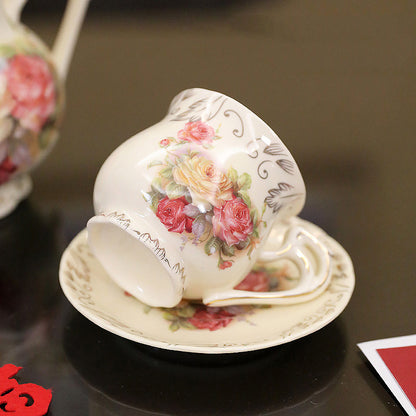 Vintage Rose Teapot Set, Coffee Cup Saucer – Elegant Ceramic Tea Set