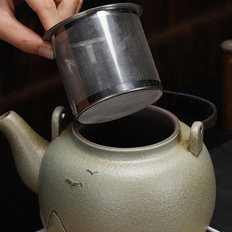 Green Stoneware Hill Japanese Tea Set | Vintage Ceramic Tea Set | Teapots Cups - Teas Story