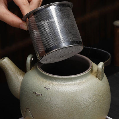 Green Stoneware Hill Japanese Tea Set | Vintage Ceramic Tea Set | Teapots Cups - Teas Story