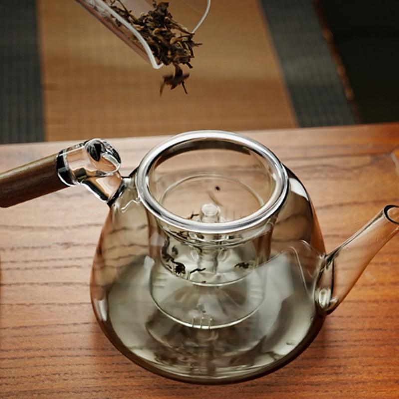 Heat resistant wooden side handle teapot - Teas Story