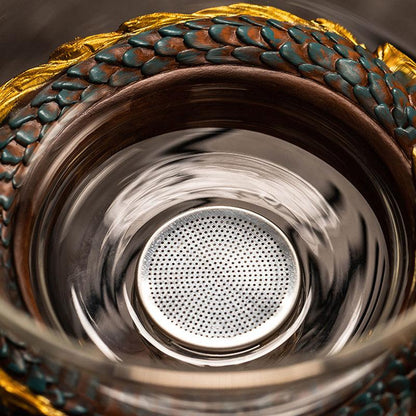 Embossed auspicious dragon glass automatic tea set | magnetic tea maker - Teas Story