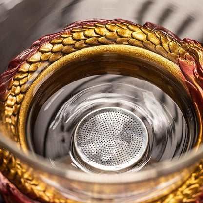 Glass automatic tea set with dragon base | wedding gift - Teas Story