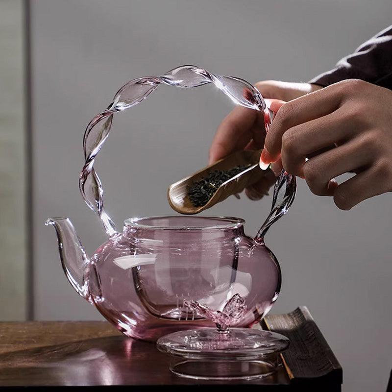 Glass Teapot | Pink Butterfly Teapot | Tea And Water Separation Teapot - Teas Story