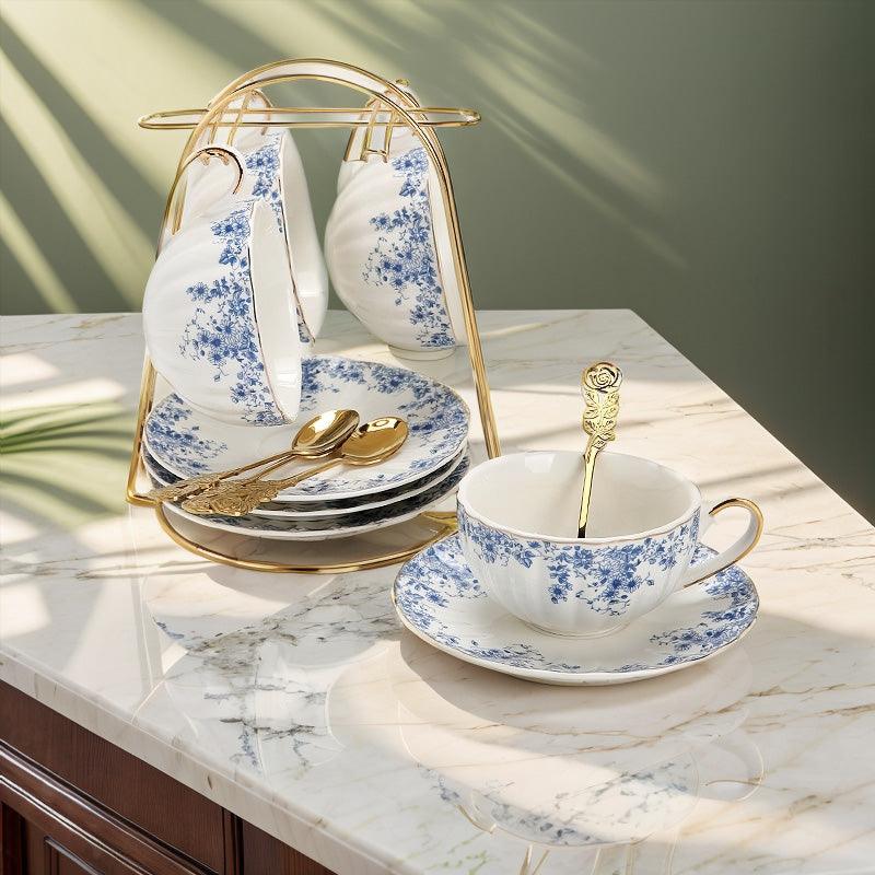 White Blue Flower Ceramic Coffee Set | Afternoon Tea Set | Teapot Set - Teas Story