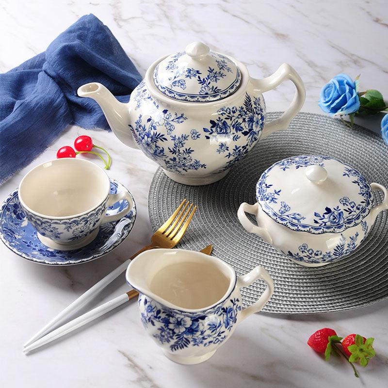 Blue White Porcelain Ceramic Tea Set | Vintage Ceramic Coffee Set - Teas Story