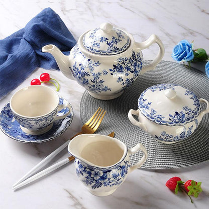 Blue White Porcelain Ceramic Tea Set | Vintage Ceramic Coffee Set - Teas Story