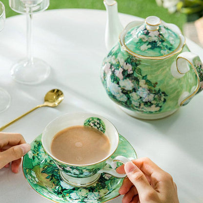 Oil Painting Ceramic Tea Set | Ceramic Coffee Set | Tea Party Tea Set