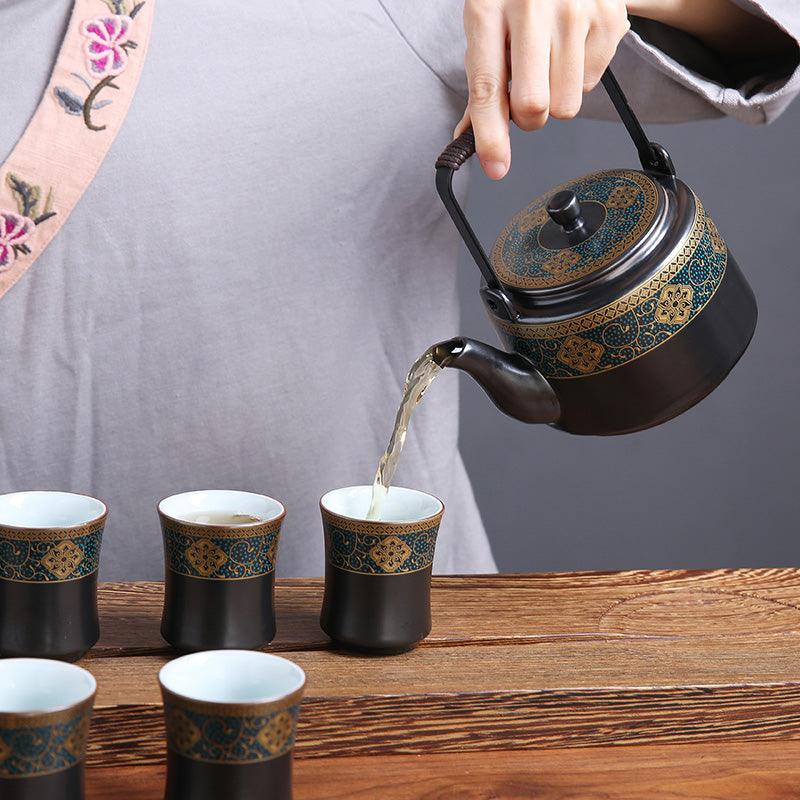 Black Vintage Ceramic Tea Set | Japanese Tea Set | Teapot Teacup - Teas Story