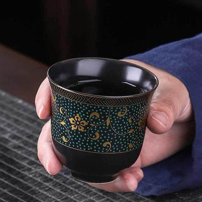 Black Flower Ceramic Tea Set | Japanese Tea Set| Flower Teapot Set - Teas Story