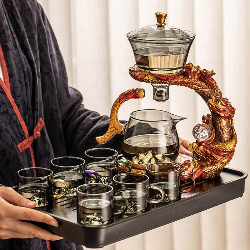 Retro relief glass automatic tea set | Creative tea set - Teas Story